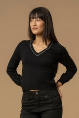 Kocca Maglia con scollo a V e strass - Maglia M/L Jorinda