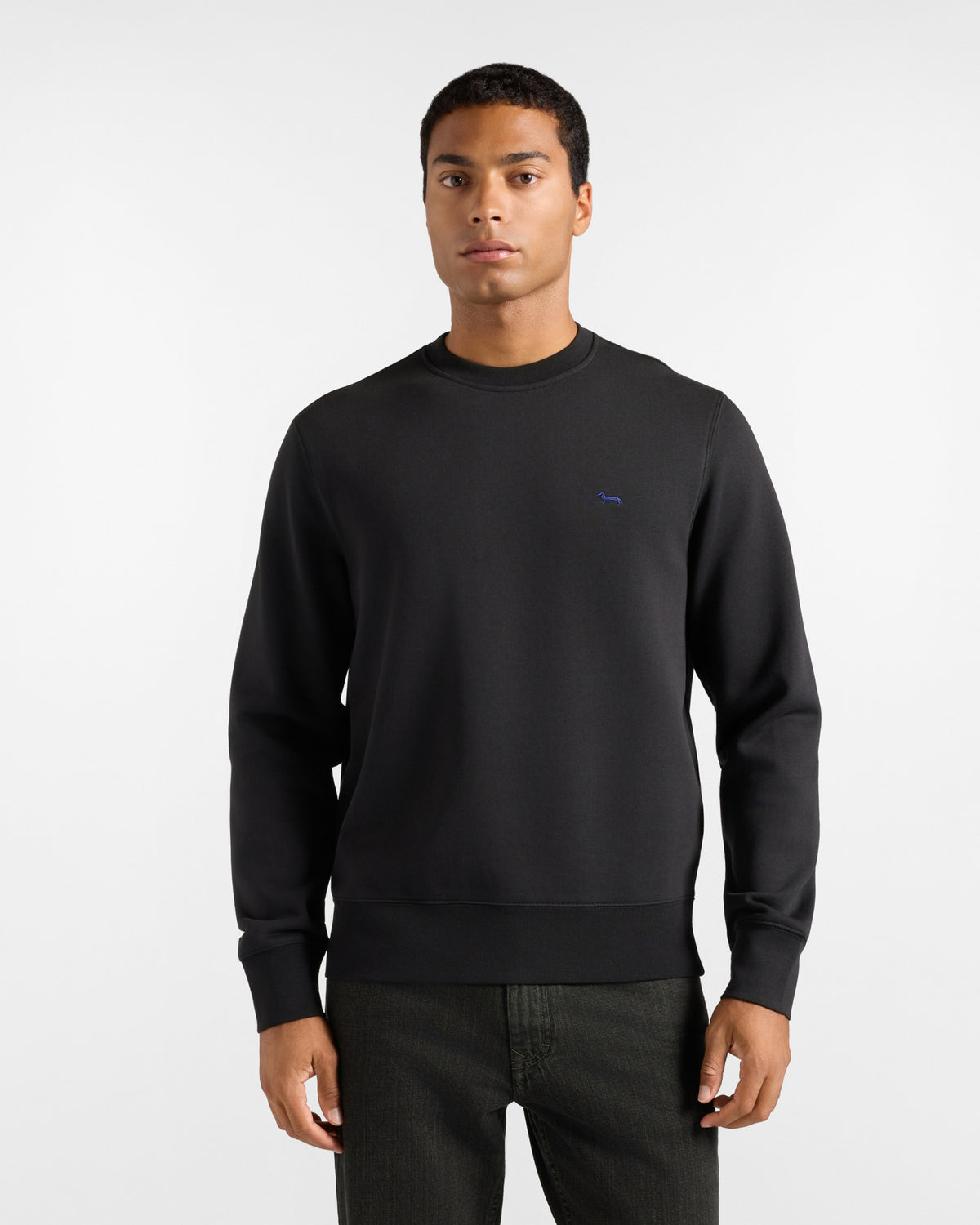 Harmont & Blaine Felpa Uomo girocollo in felpa garzata nera Regular Fit