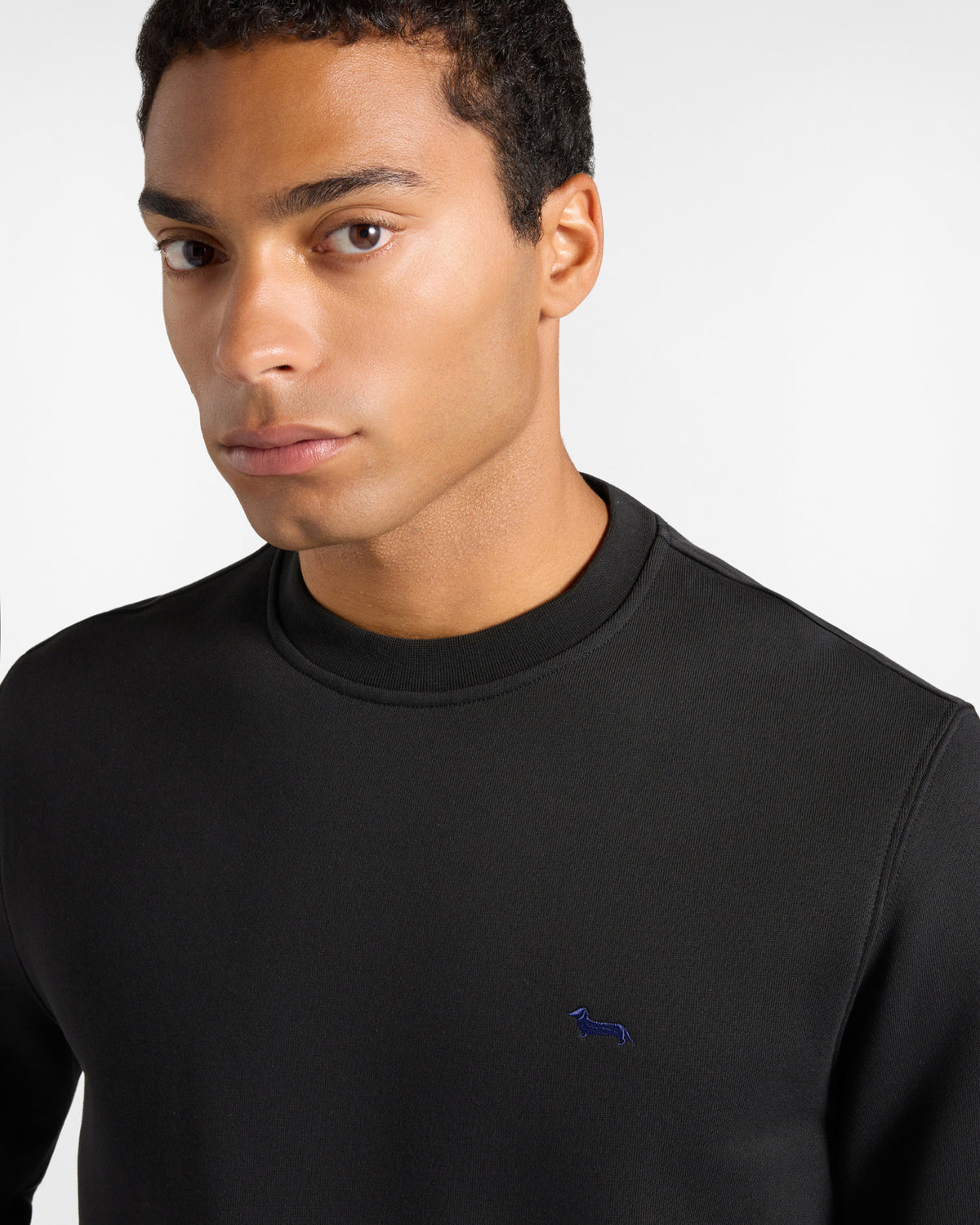 Harmont & Blaine Felpa Uomo girocollo in felpa garzata nera Regular Fit