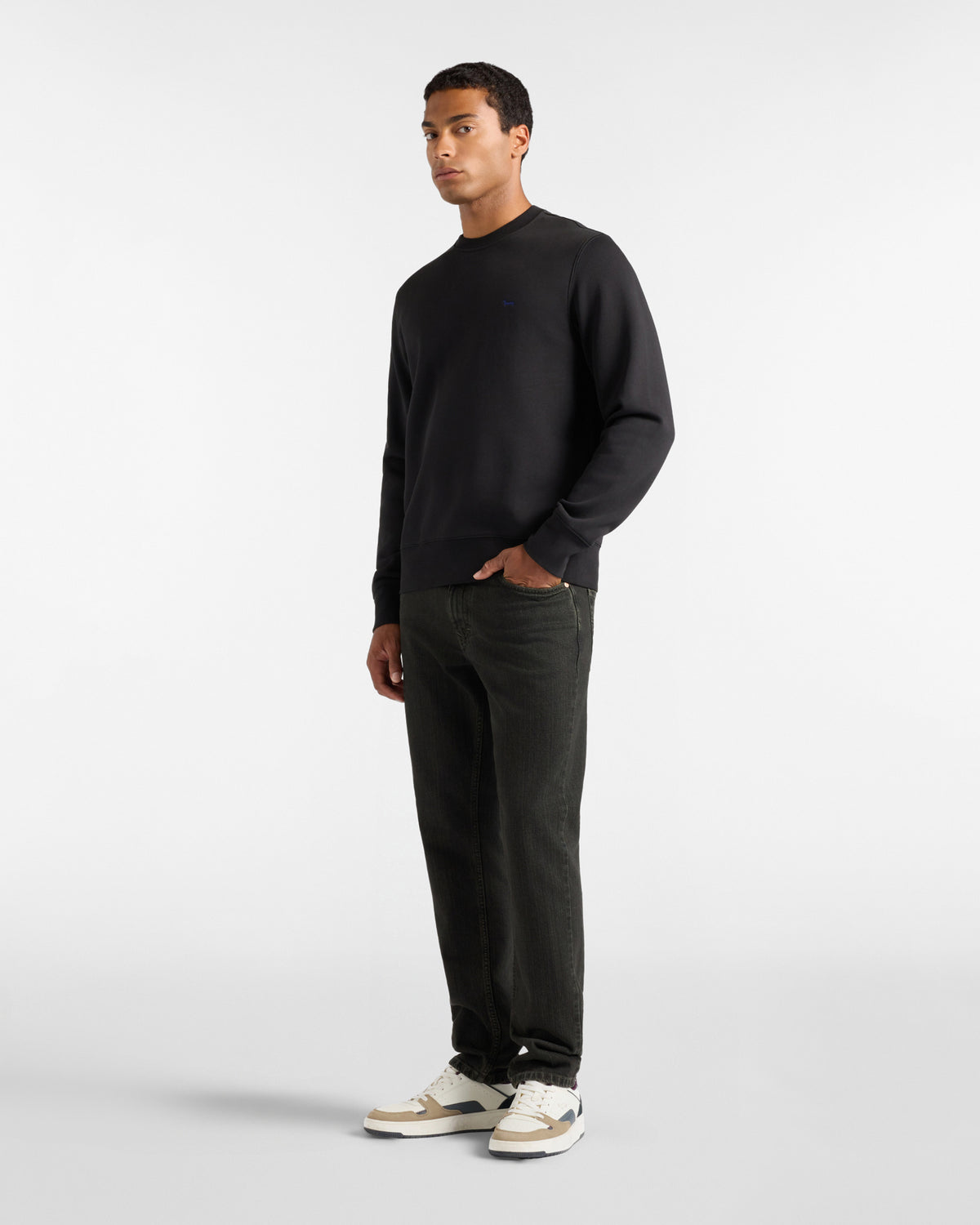 Harmont & Blaine Felpa Uomo girocollo in felpa garzata nera Regular Fit