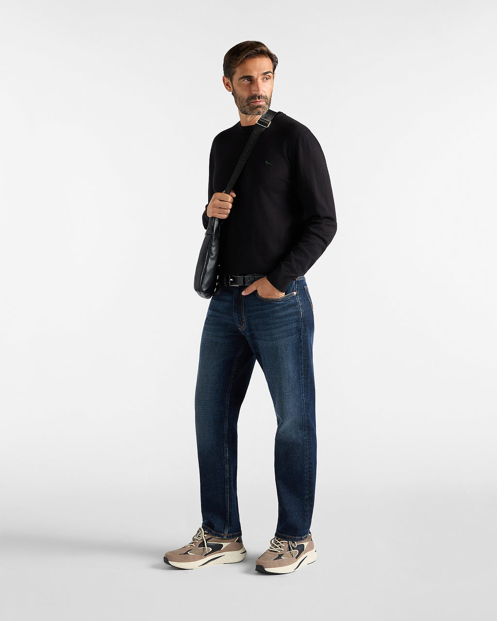 Harmont & Blaine Maglia Uomo in misto cotone e cashmere nero Regular Fit Made in Italy