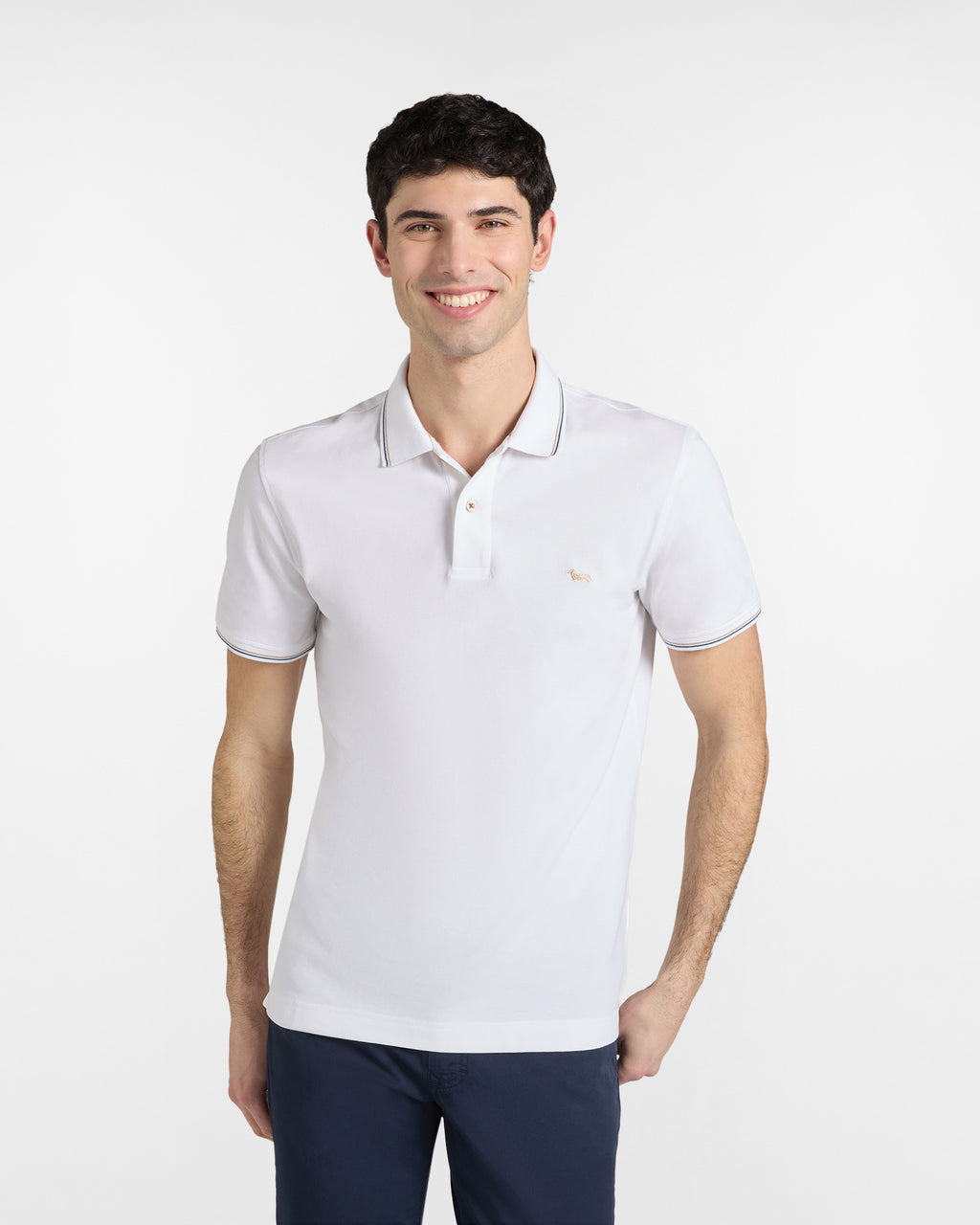 Harmont & Blaine Polo in Piquet Stretch con Dettagli Righe