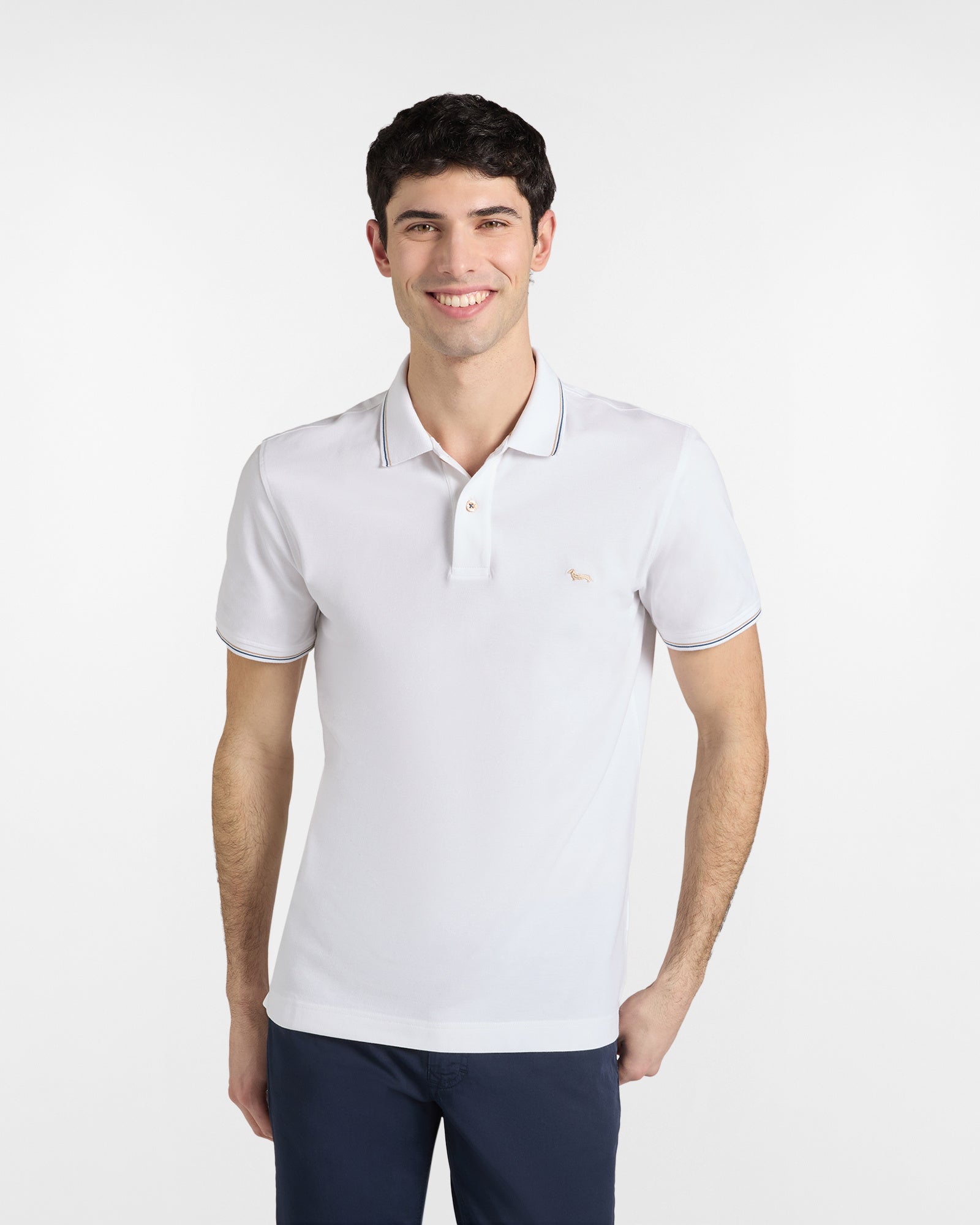Harmont & Blaine Polo in Piquet Stretch con Dettagli Righe