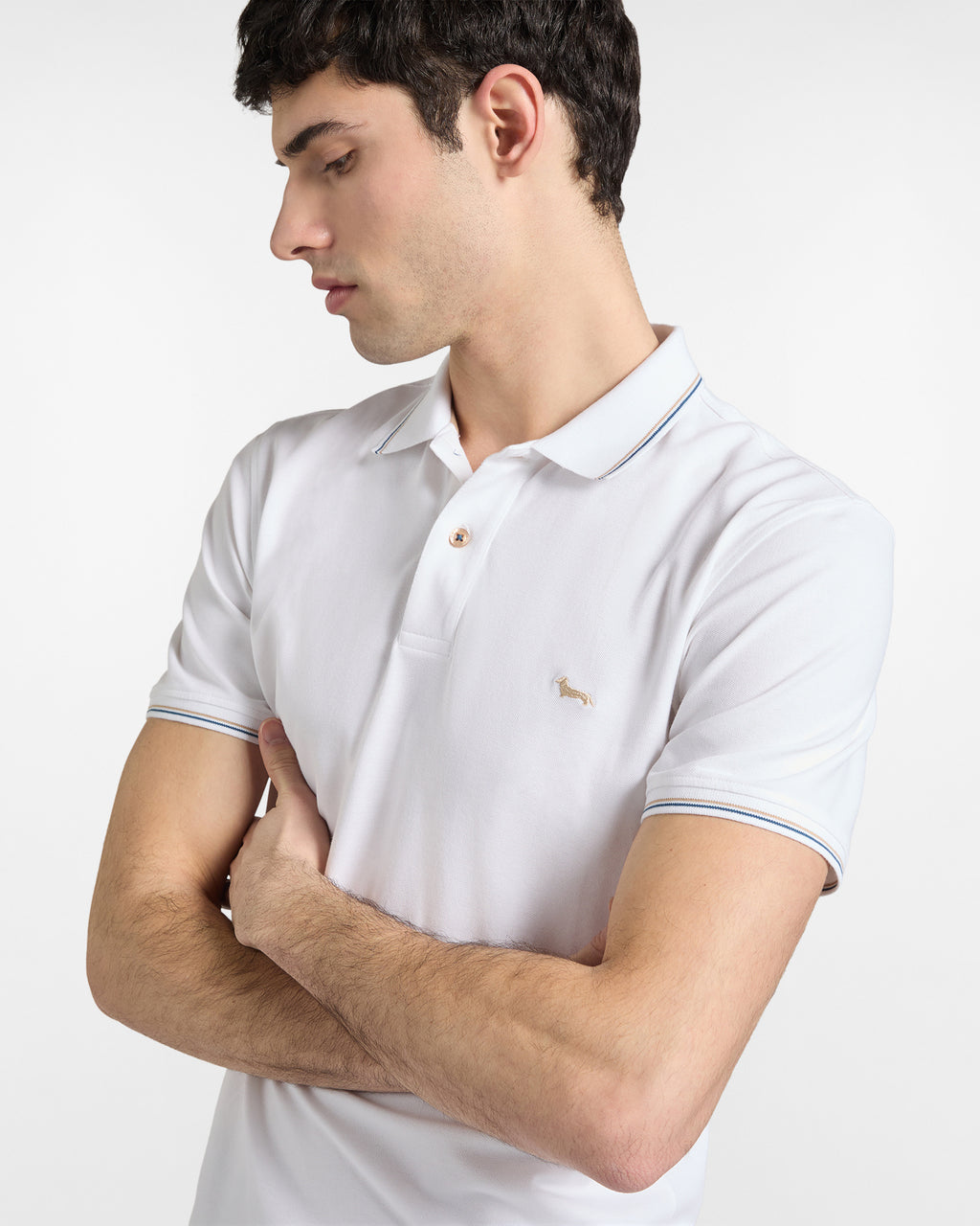 Harmont & Blaine Polo in Piquet Stretch con Dettagli Righe