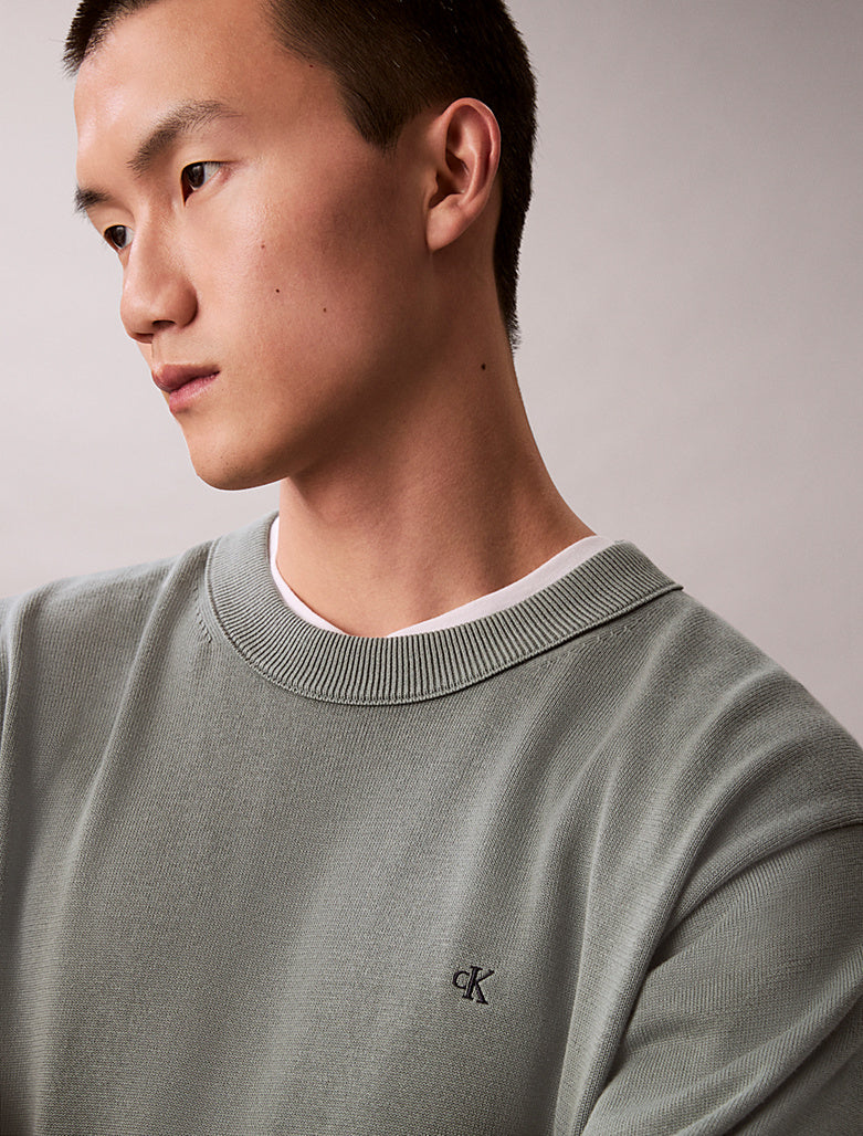 Calvin Klein Maglione con monogramma in cotone taglio relaxed