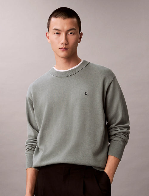 Calvin Klein Maglione con monogramma in cotone taglio relaxed