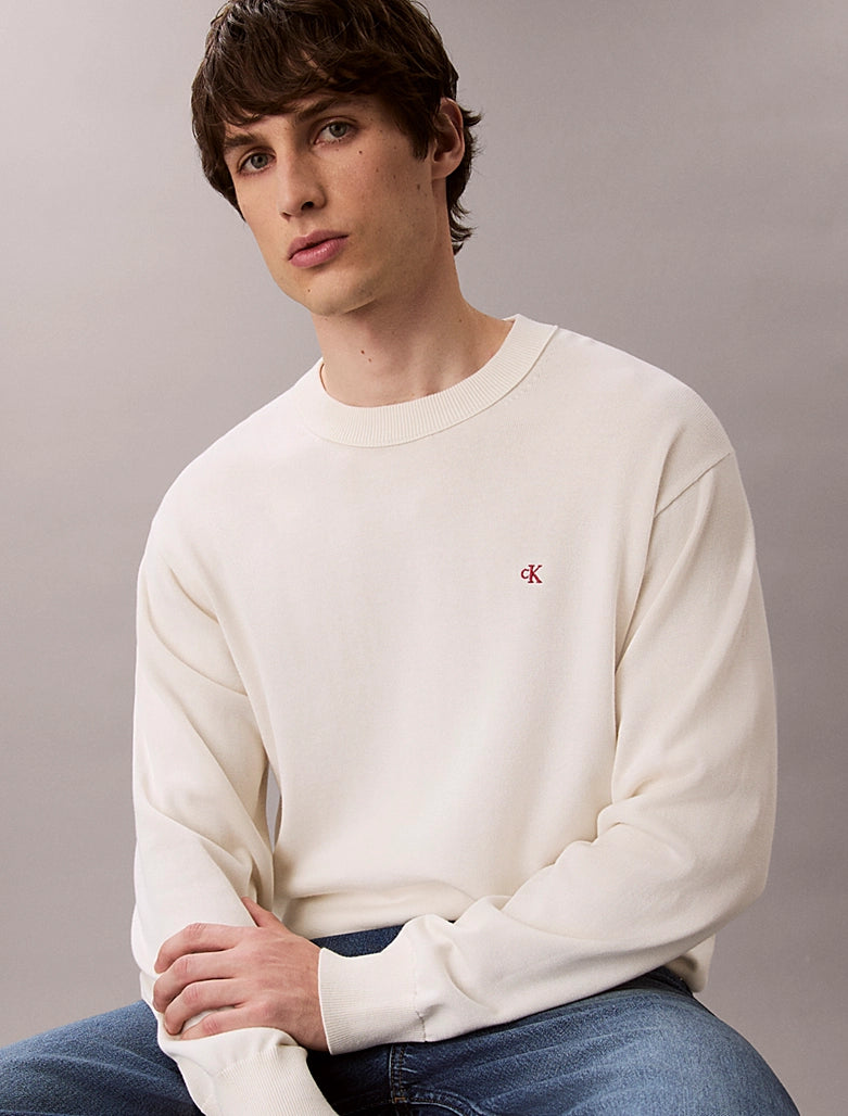 Calvin Klein Maglione con monogramma in cotone taglio relaxed