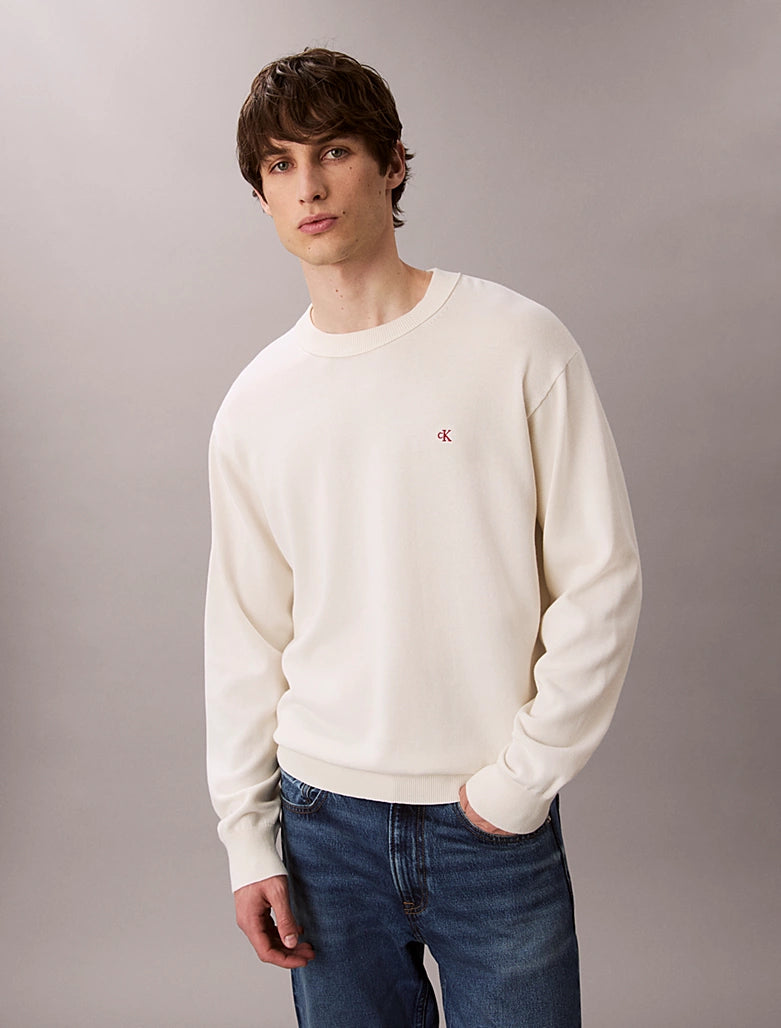 Calvin Klein Maglione con monogramma in cotone taglio relaxed
