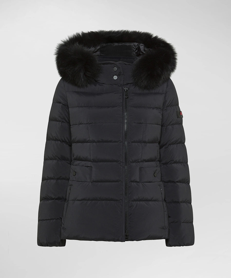 Peuterey Piumino corto con cappuccio e pelliccia