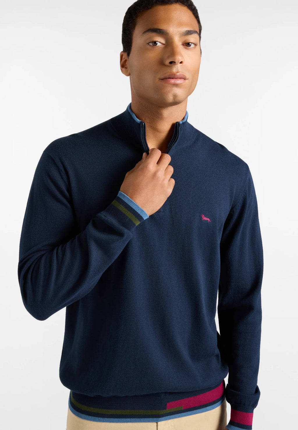 Harmont & Blaine MAGLIA UOMO CON ZIP - Maglione - blu scuro