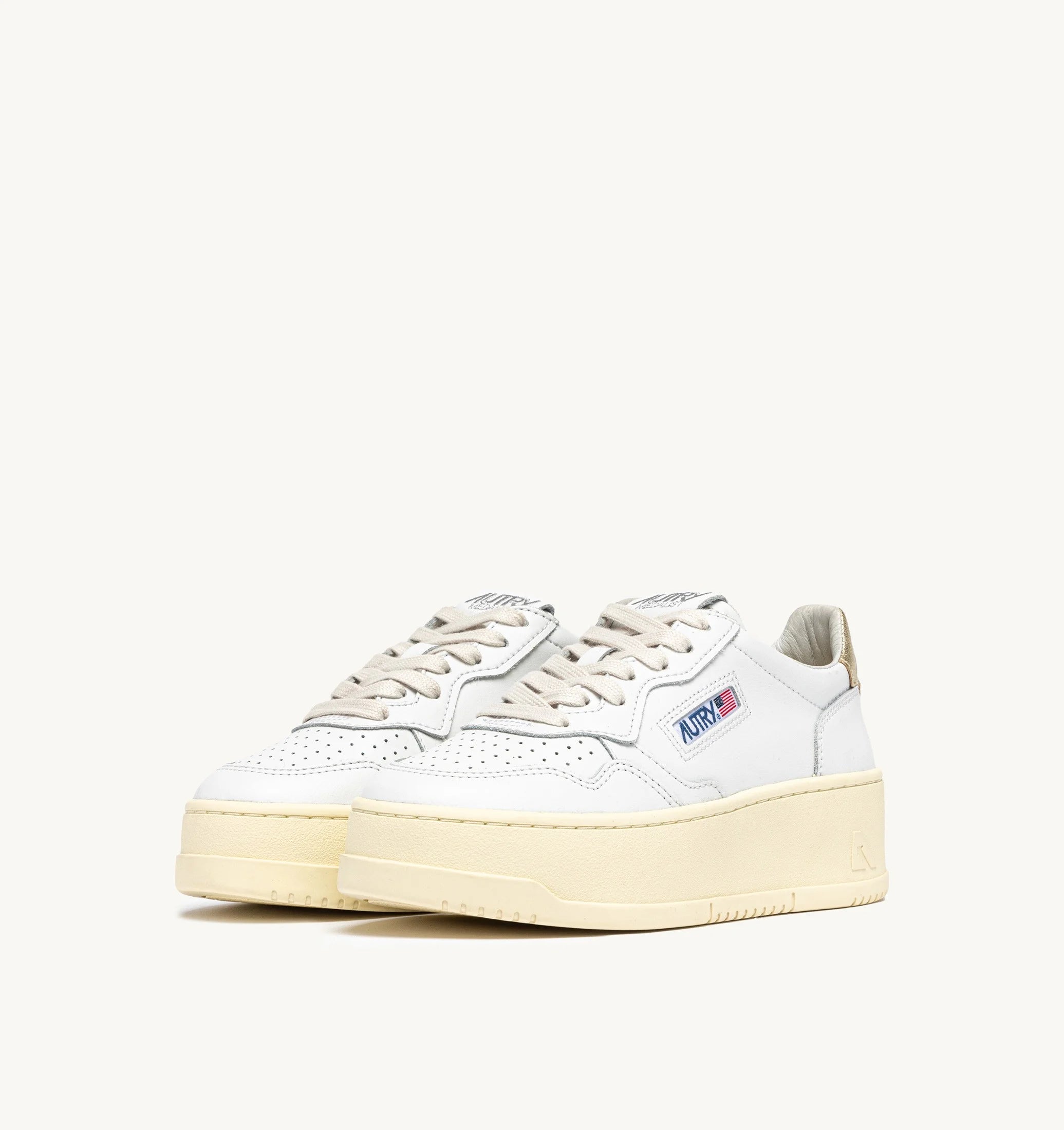 AUTRY SNEAKERS SNEAKERS MEDALIST PLATFORM IN PELLE PLATINO E BIANCO PTLW - LL01