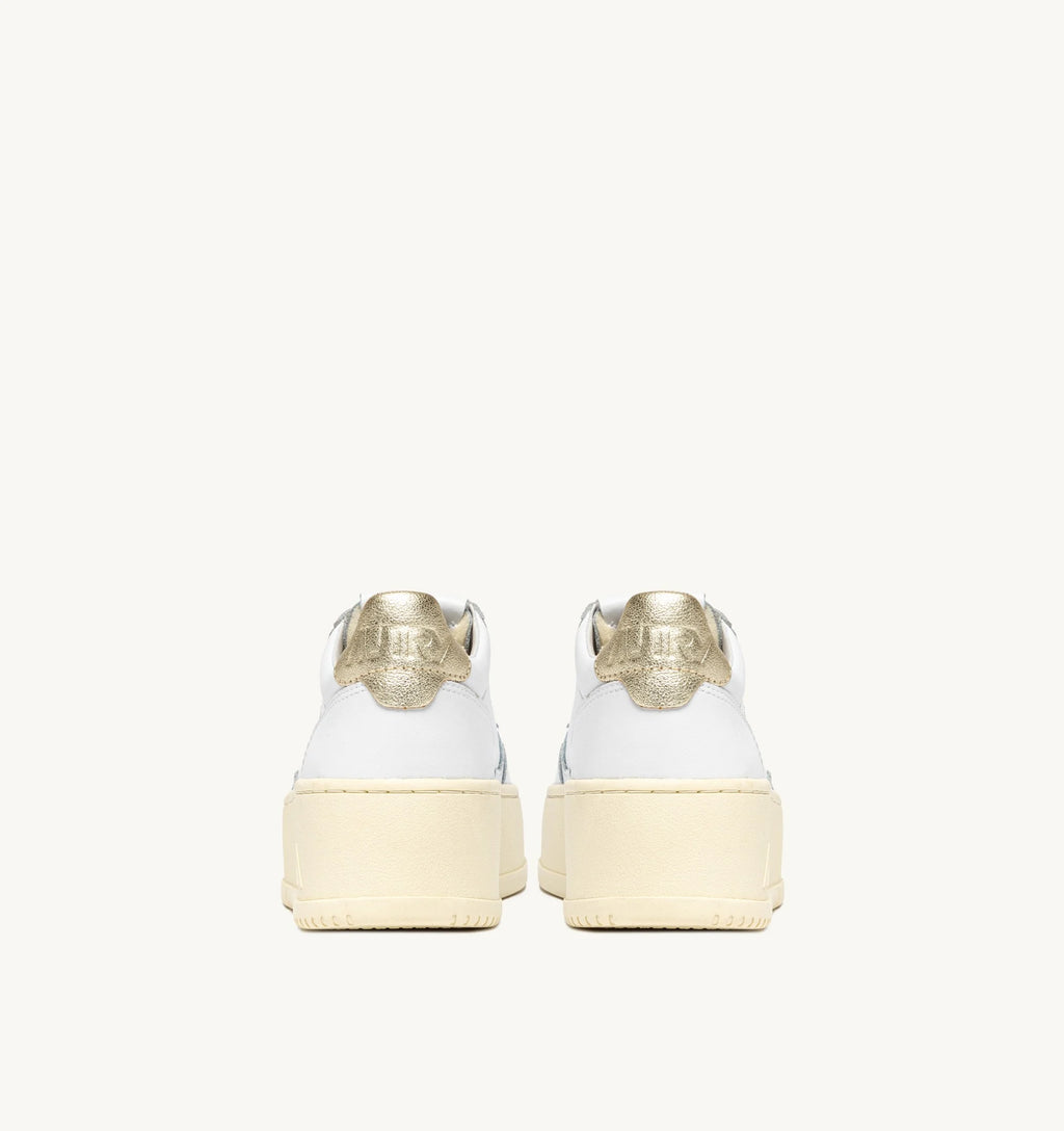AUTRY SNEAKERS SNEAKERS MEDALIST PLATFORM IN PELLE PLATINO E BIANCO PTLW - LL01